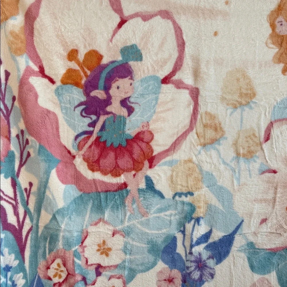 Floral Fairy Butterfly Garden Blanket Pastel Colors Super Soft from Cozy Bliss